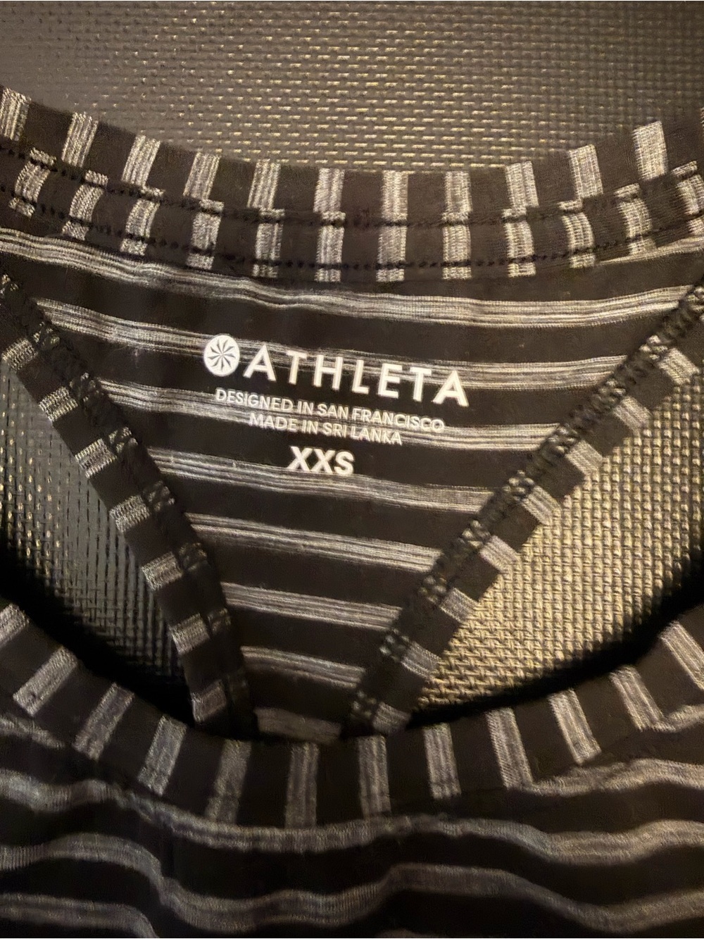 Athleta Black & Grey Striped Racerback Tank Top - size XXS - Picture 3 of 3